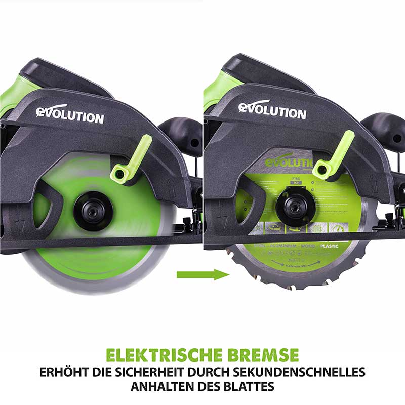 Evolution F165CCSL 165mm Handkreissäge mit TCT-Multi-Material-Sägeblatt