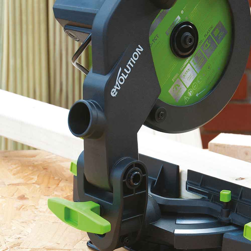 Evolution F210CMS 210mm Kapp- und Gehrungssäge mit TCT-Multi-Material-Sägeblatt