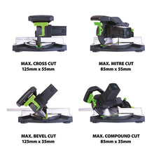 Evolution F210CMS 210mm Kapp- und Gehrungssäge mit TCT-Multi-Material-Sägeblatt