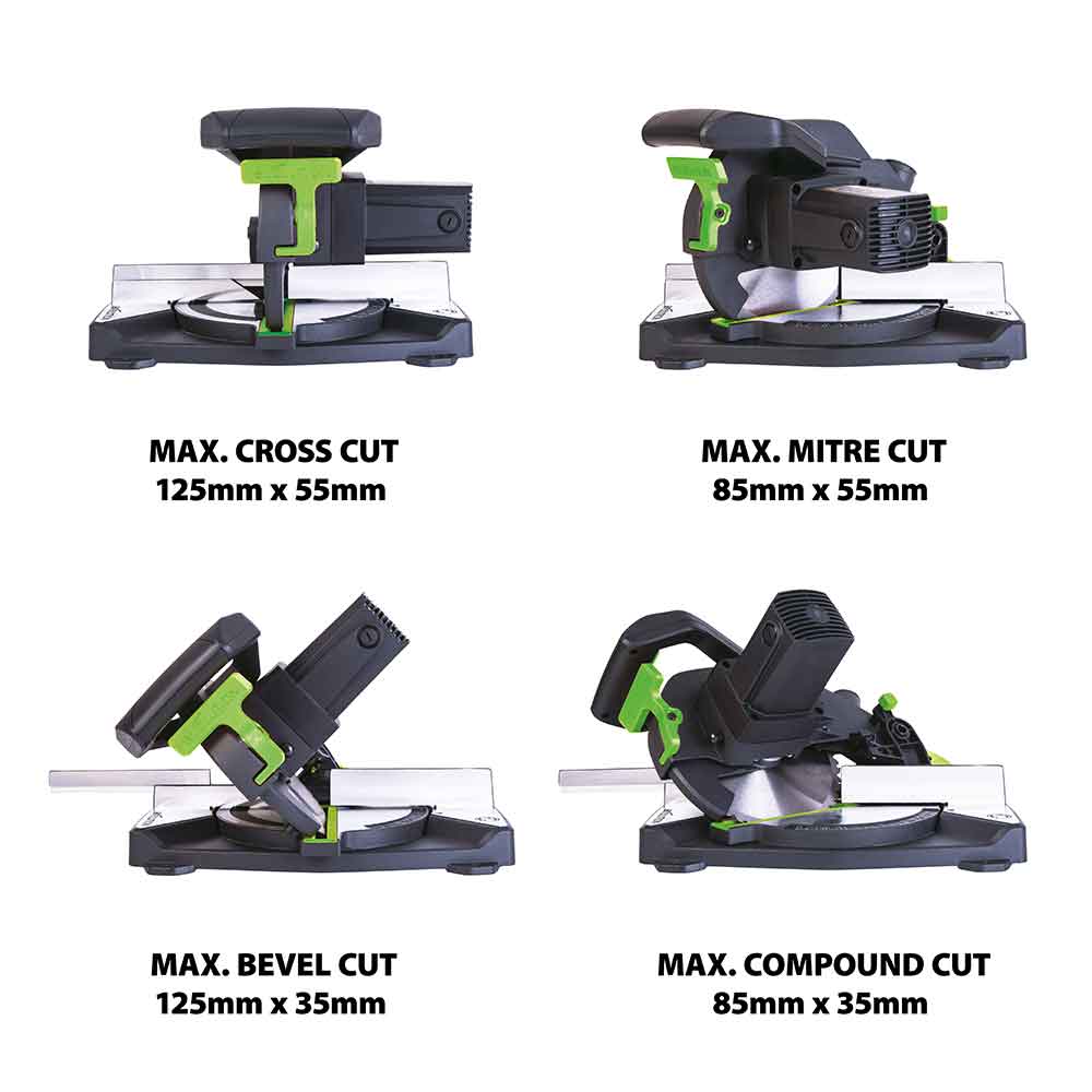 Evolution F210CMS 210mm Kapp- und Gehrungssäge mit TCT-Multi-Material-Sägeblatt