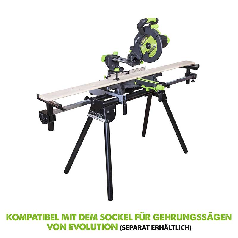 Evolution F255SMS 255mm Schiebe-Kapp- und Gehrungssäge mit TCT-Multi-Material-Sägeblatt