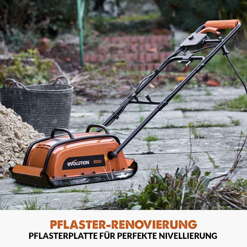 Evolution Elektrischer Plattenrüttler H320-E Rüttleplatten Mit  Gummimatte für Pflasterarbeiten