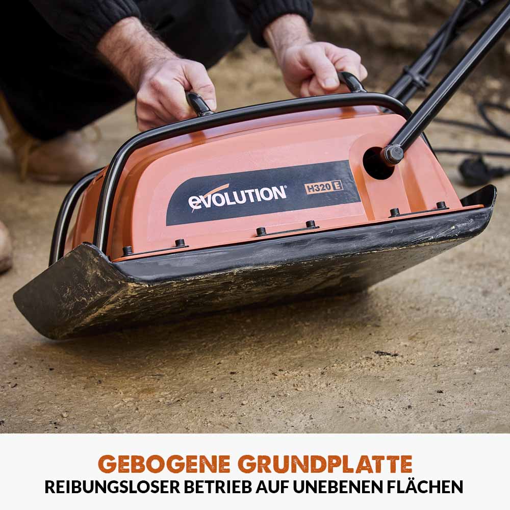 Evolution Elektrischer Plattenrüttler H320-E Rüttleplatten Mit  Gummimatte für Pflasterarbeiten