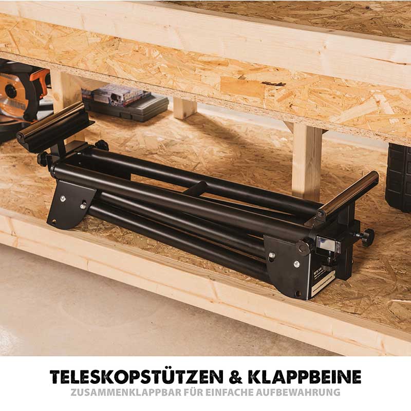 Evolution R255SMS+ 255mm Schiebe-Kapp- und Gehrungssäge mit TCT-Multi-Material-Sägeblatt und Gehrungssägeständer