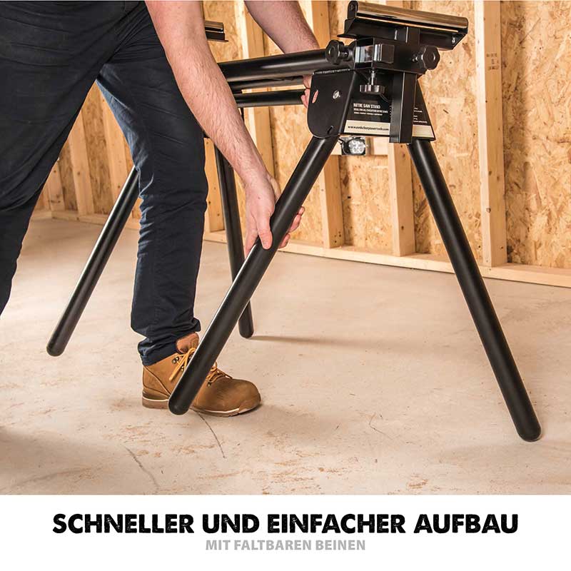 Evolution R255SMS+ 255mm Schiebe-Kapp- und Gehrungssäge mit TCT-Multi-Material-Sägeblatt und Gehrungssägeständer