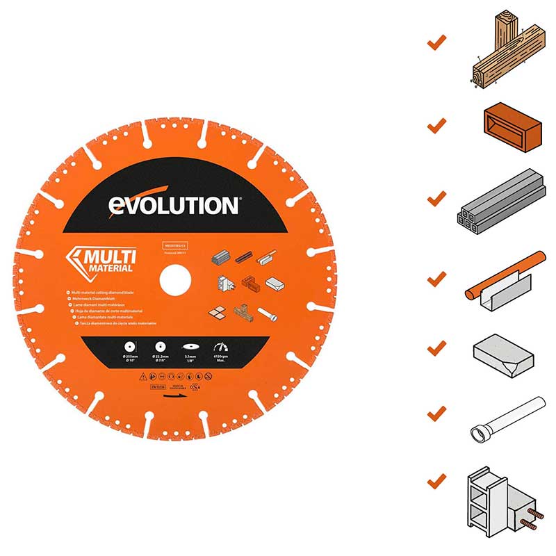 Evolution 255mm Mehrzweckschneid-Diamantscheibe zum Abriss
