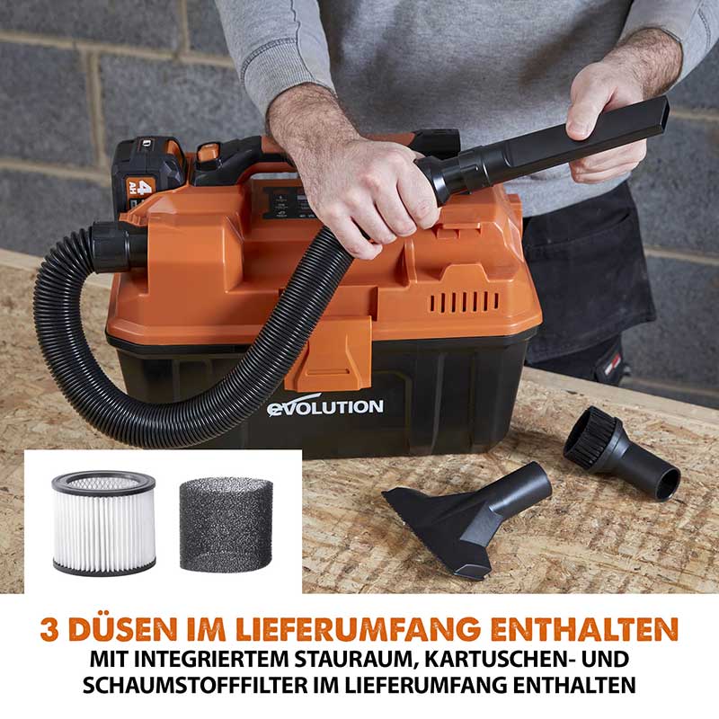 Evolution Kabelloser R11VAC-Li Nass- und Trockensauger für Werkstätten (ohne Akku)