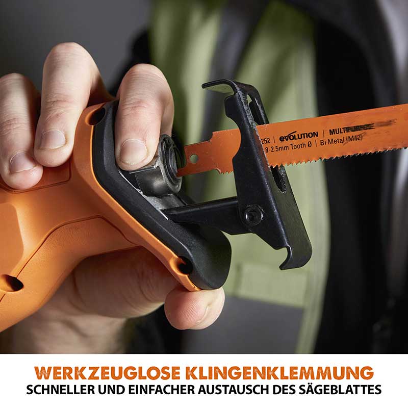 Evolution kabellose R150RCP-Li Reciprosäge 18V-Li-Ion EXT inklusive Multi-Material-Sägeblätter