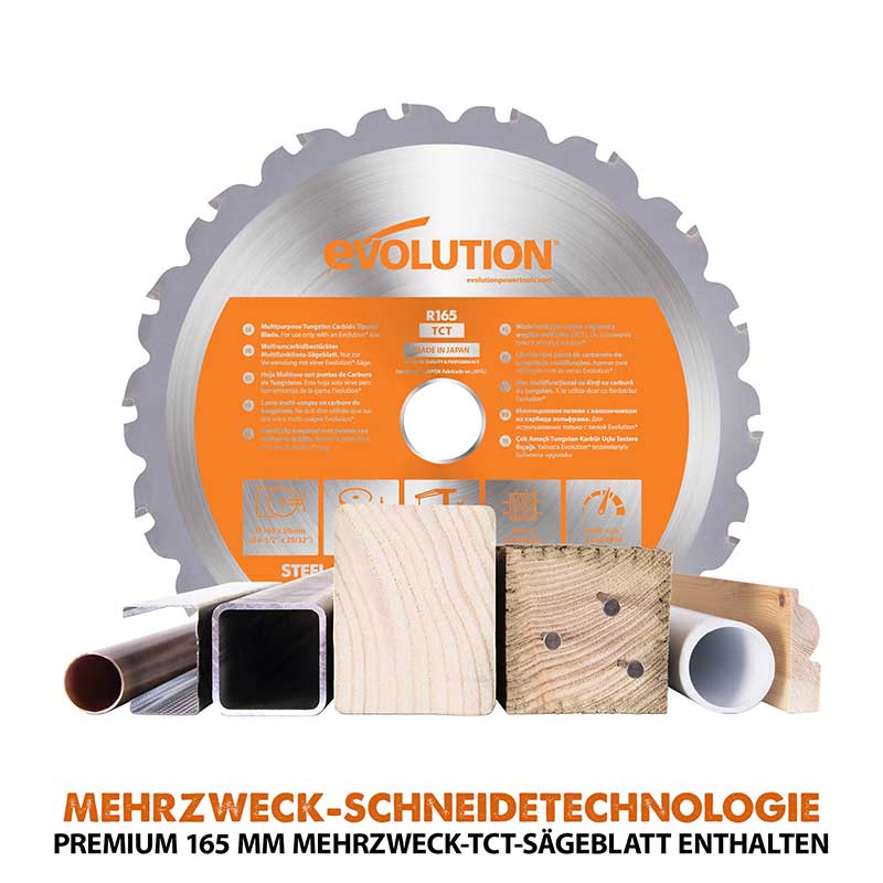 Evolution kabellose R165CCS-Li 165mm Handkreissäge 18V-Li-Ion EXT inklusive Multi-Material-Sägeblatt