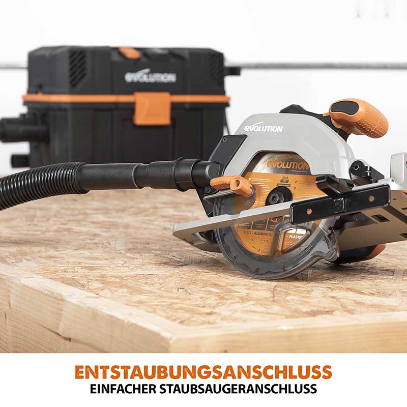 Evolution kabellose R165CCS-Li 165mm Handkreissäge 18V-Li-Ion EXT mit Akku und Ladegerät inklusive Multi-Material-Sägeblatt