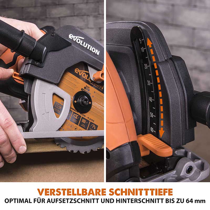 Evolution R185CCS 185mm Handkreissäge mit TCT-Multi-Material-Sägeblatt