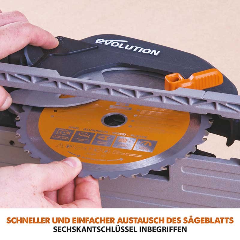 Evolution R185CCS 185mm Handkreissäge mit TCT-Multi-Material-Sägeblatt