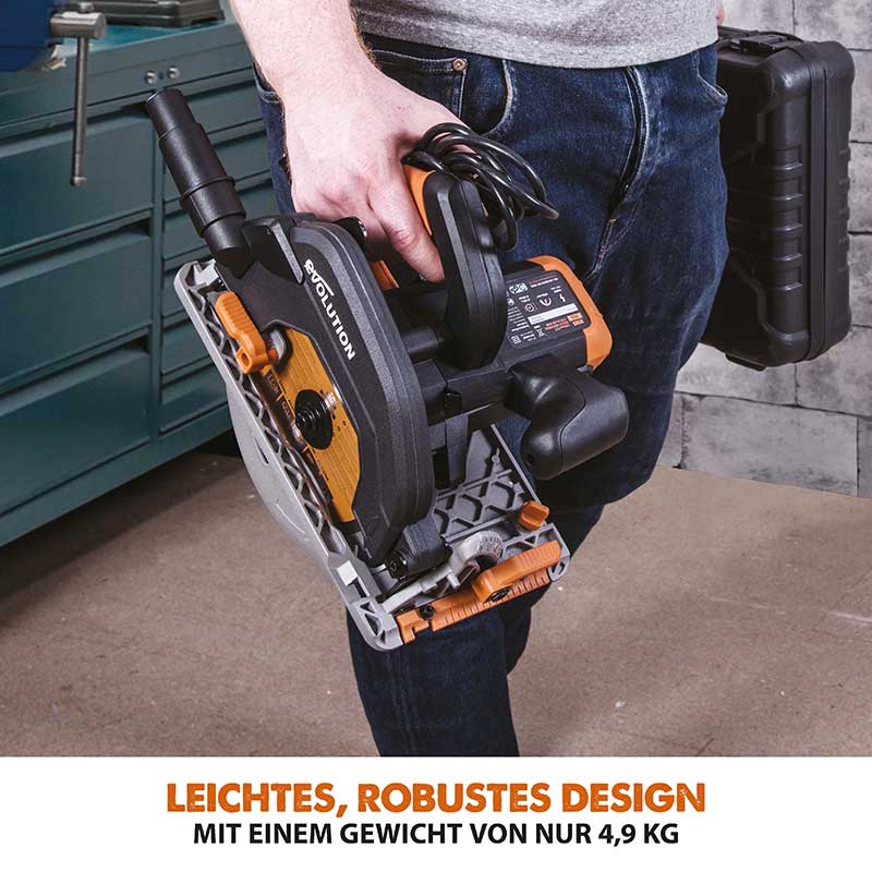 Evolution R185CCS 185mm Handkreissäge mit TCT-Multi-Material-Sägeblatt
