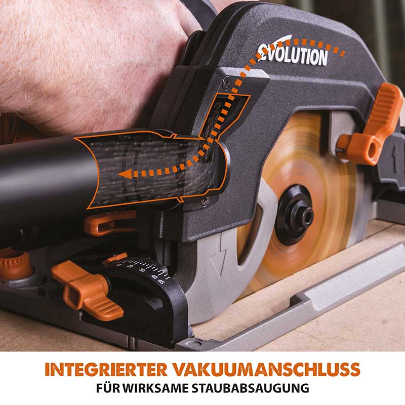 Evolution R185CCSX 185mm Handkreissäge mit 3-teiliger 1020mm Mini-Schiene und TCT-Multi-Material-Sägeblatt
