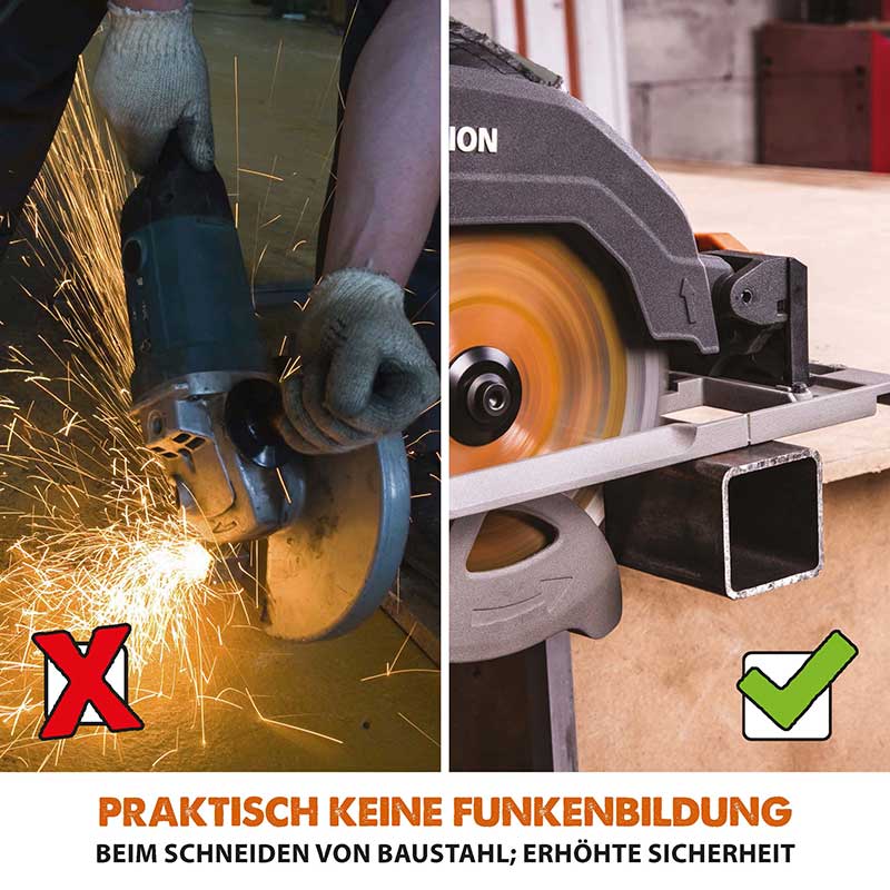 Evolution R185CCSX+ 185mm Handkreissäge mit TCT-Multi-Material-Sägeblatt