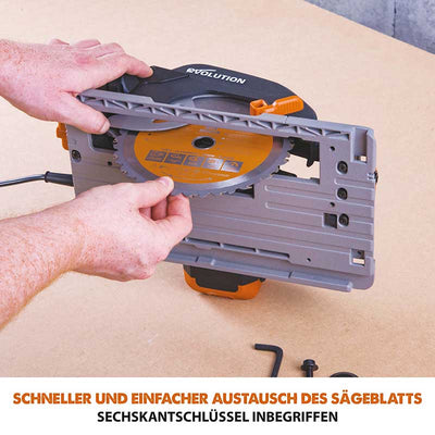 Evolution R185CCSX+ 185mm Handkreissäge mit TCT-Multi-Material-Sägeblatt