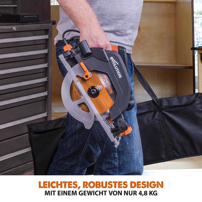 Evolution R185CCSX+ 185mm Handkreissäge mit TCT-Multi-Material-Sägeblatt