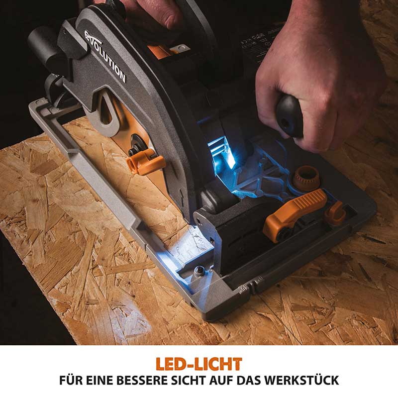 Evolution R185CCSX+ 185mm Handkreissäge mit TCT-Multi-Material-Sägeblatt