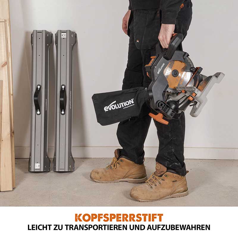 Evolution R185CMS-Li, Kabellose 185mm Kapp- und Gehrungssäge 18V-Li-Ion EXT inklusive Multi-Material-Sägeblatt