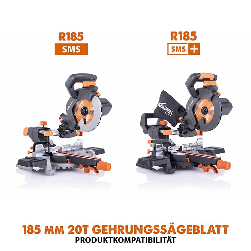 Evolution 185mm Mehrzweckschneidklinge mit 20 Zähnen, TCT-Gehrungssägeblatt