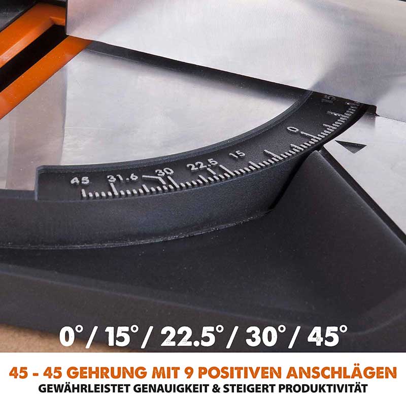 Evolution R210CMS+ 210mm 1200W Kapp- und Gehrungssäge mit TCT-Multi-Material-Sägeblatt