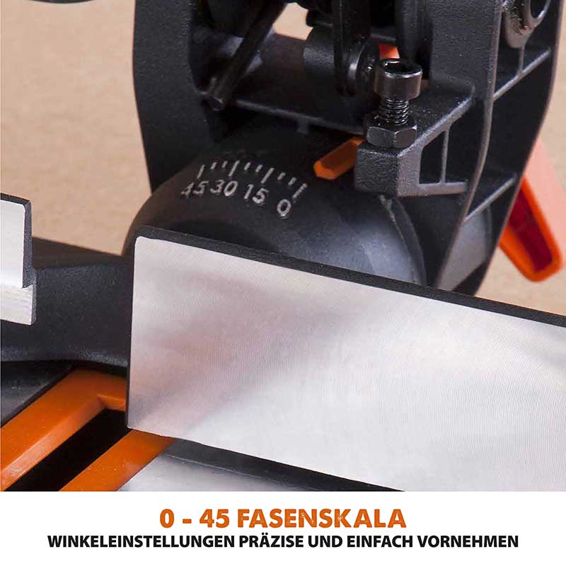 Evolution R210CMS+ 210mm 1200W Kapp- und Gehrungssäge mit TCT-Multi-Material-Sägeblatt