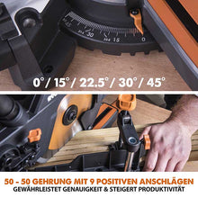 Evolution R210SMS-300+ 210mm Schiebe-Kapp- und Gehrungssäge mit TCT-Multi-Material-Sägeblatt