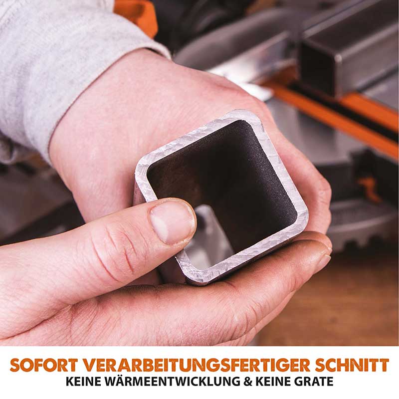 Evolution R210SMS-300+ 210mm Schiebe-Kapp- und Gehrungssäge mit TCT-Multi-Material-Sägeblatt