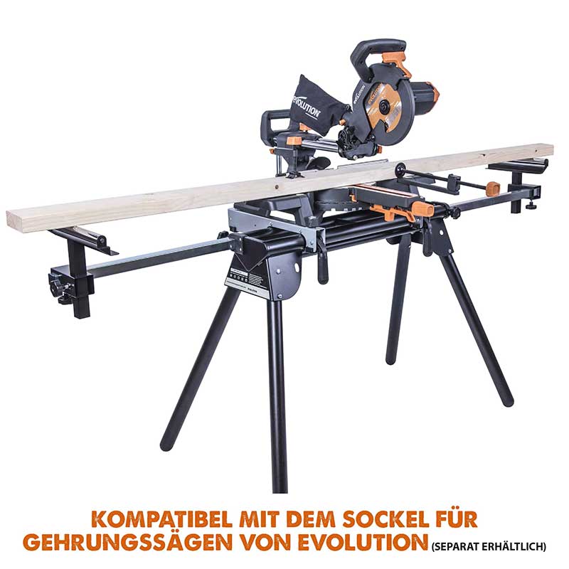Evolution R210SMS-300+ 210mm Schiebe-Kapp- und Gehrungssäge mit TCT-Multi-Material-Sägeblatt