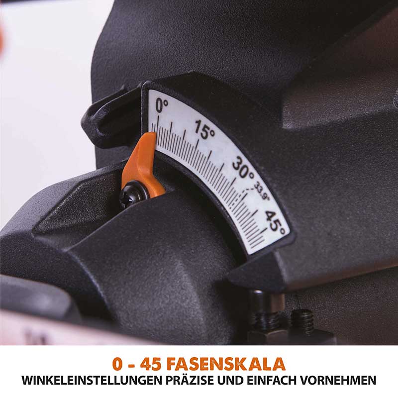 Evolution R210SMS+ 210mm Schiebe-Kapp- und Gehrungssäge mit TCT-Multi-Material-Sägeblatt