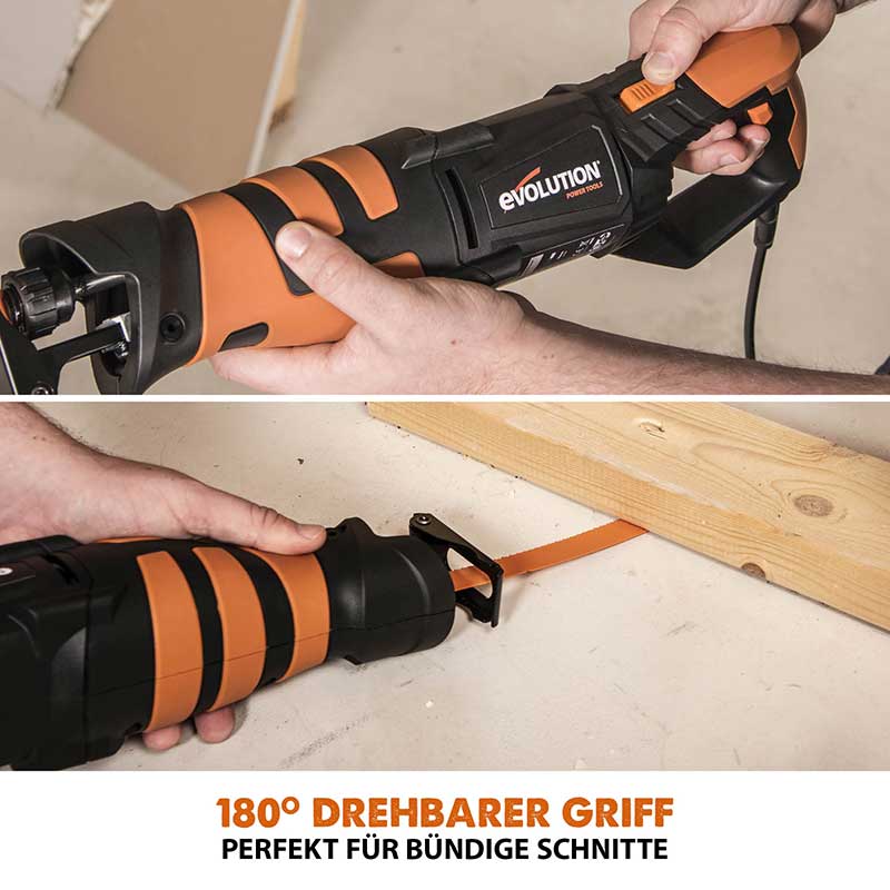 Evolution R230RCP 850W Säbelsäge mit 4 Sägeblättern