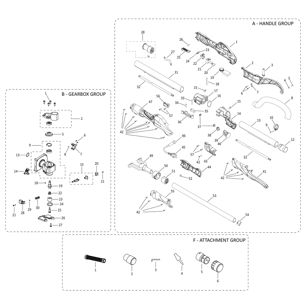 Evolution R255DWS-T Trockenbauschleifer Ersatzteile (Griff)