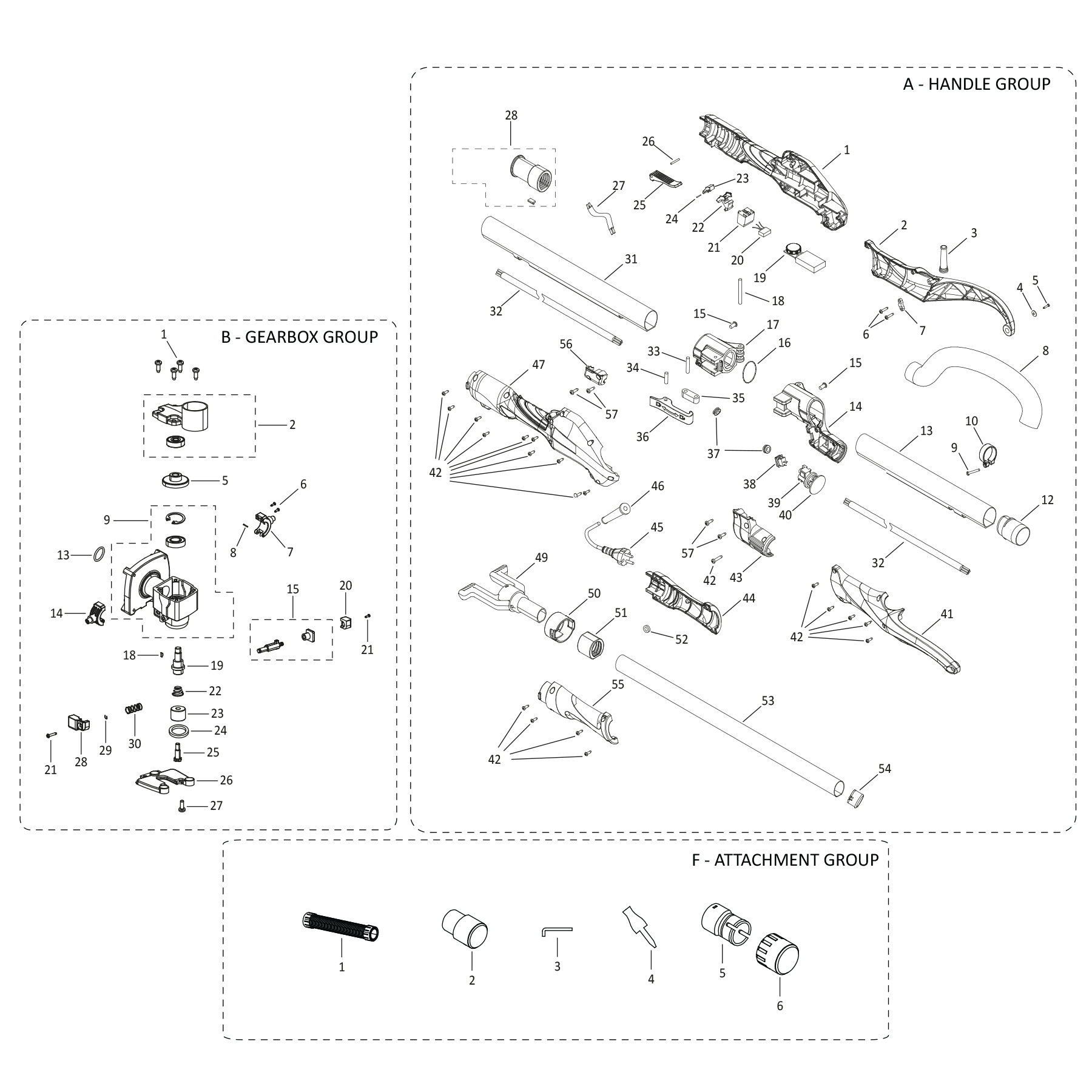 Evolution R255DWS-T Trockenbauschleifer Ersatzteile (Griff)