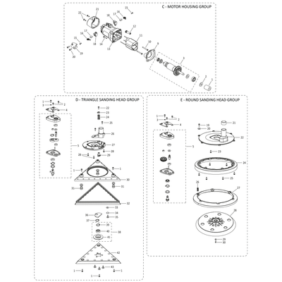 Evolution R255DWS-T Trockenbauschleifer Ersatzteile (Kopf)