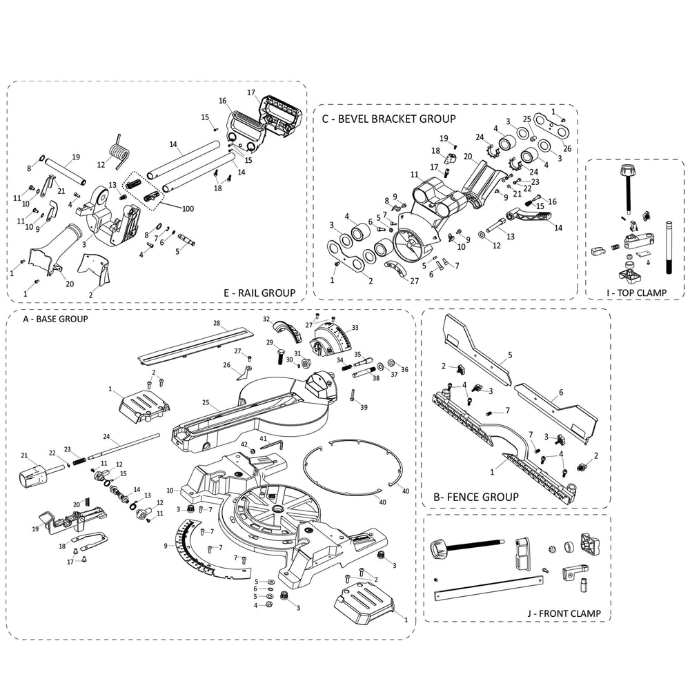 Evolution R255SMS-DB-Li Ersatzteile (Basisteil)