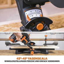 Evolution R255SMS-DB+ 255mm Doppelgehrungssäge mit Schiebfunktion und 28T TCT-Multi-Material-Sägeblatt