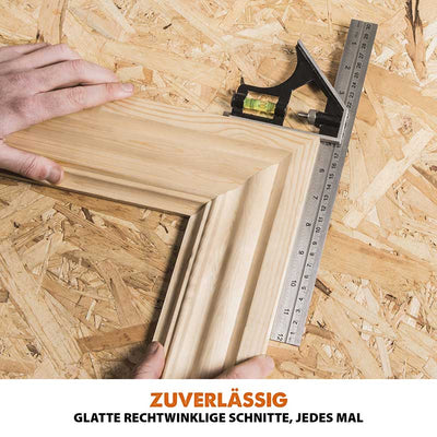 Evolution R255SMS-DB+ 255mm Doppelgehrungssäge mit Schiebfunktion und 28T TCT-Multi-Material-Sägeblatt