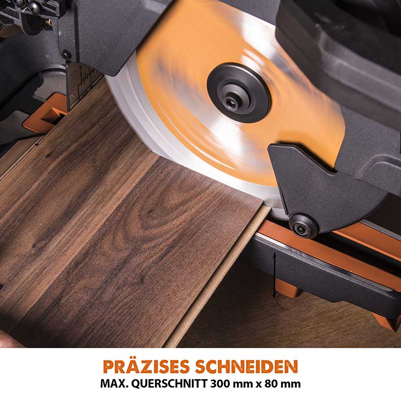 Evolution R255SMS+ 255mm Schiebe-Kapp- und Gehrungssäge mit TCT-Multi-Material-Sägeblatt und Gehrungssägeständer