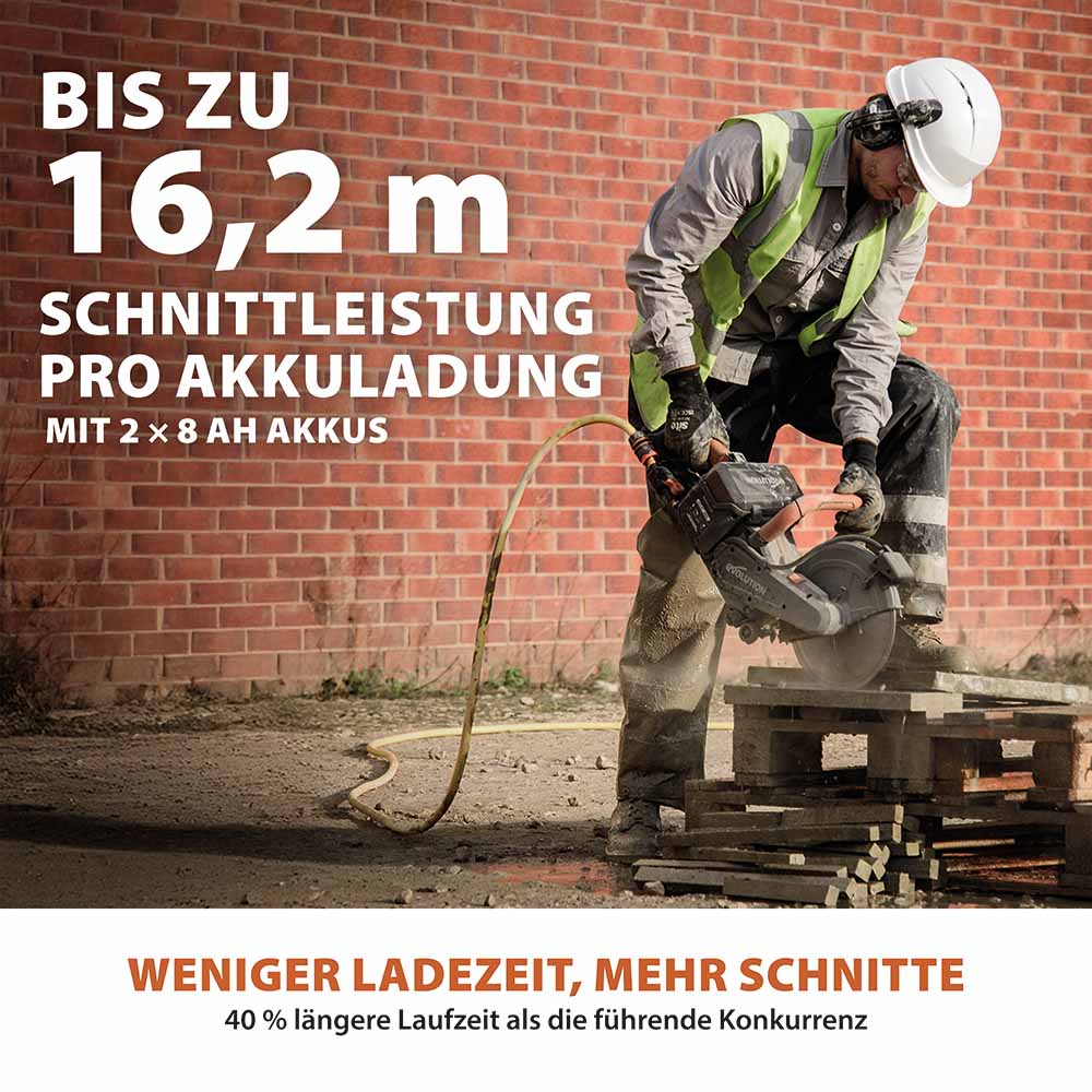 Evolution R260DCT-Li 260mm Akku Trennschleifmaschine Betonsäge mit hochwertigem Diamantblatt