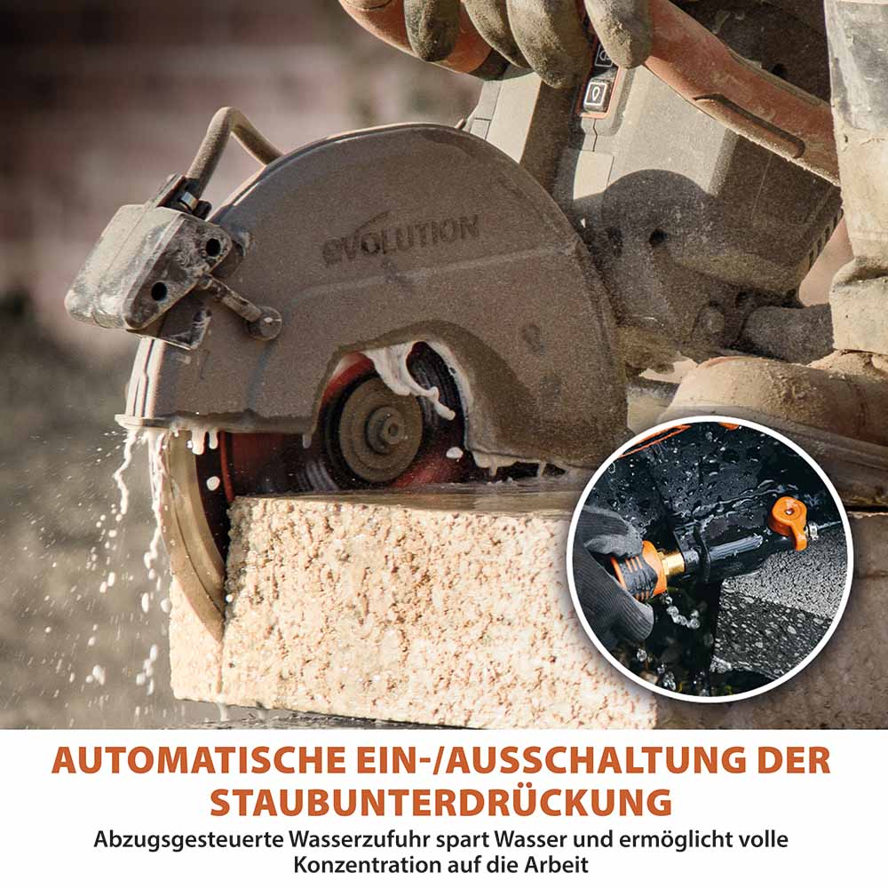 Evolution R260DCT-Li 260mm Akku Trennschleifmaschine Betonsäge mit hochwertigem Diamantblatt