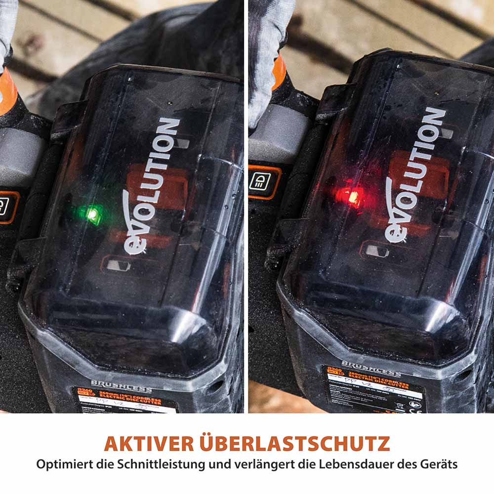 Evolution R260DCT-Li 260mm Akku Trennschleifmaschine Betonsäge mit hochwertigem Diamantblatt