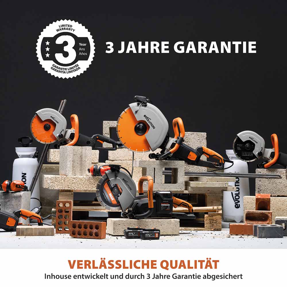 Evolution R260DCT-Li 260mm Akku Trennschleifmaschine Betonsäge mit hochwertigem Diamantblatt
