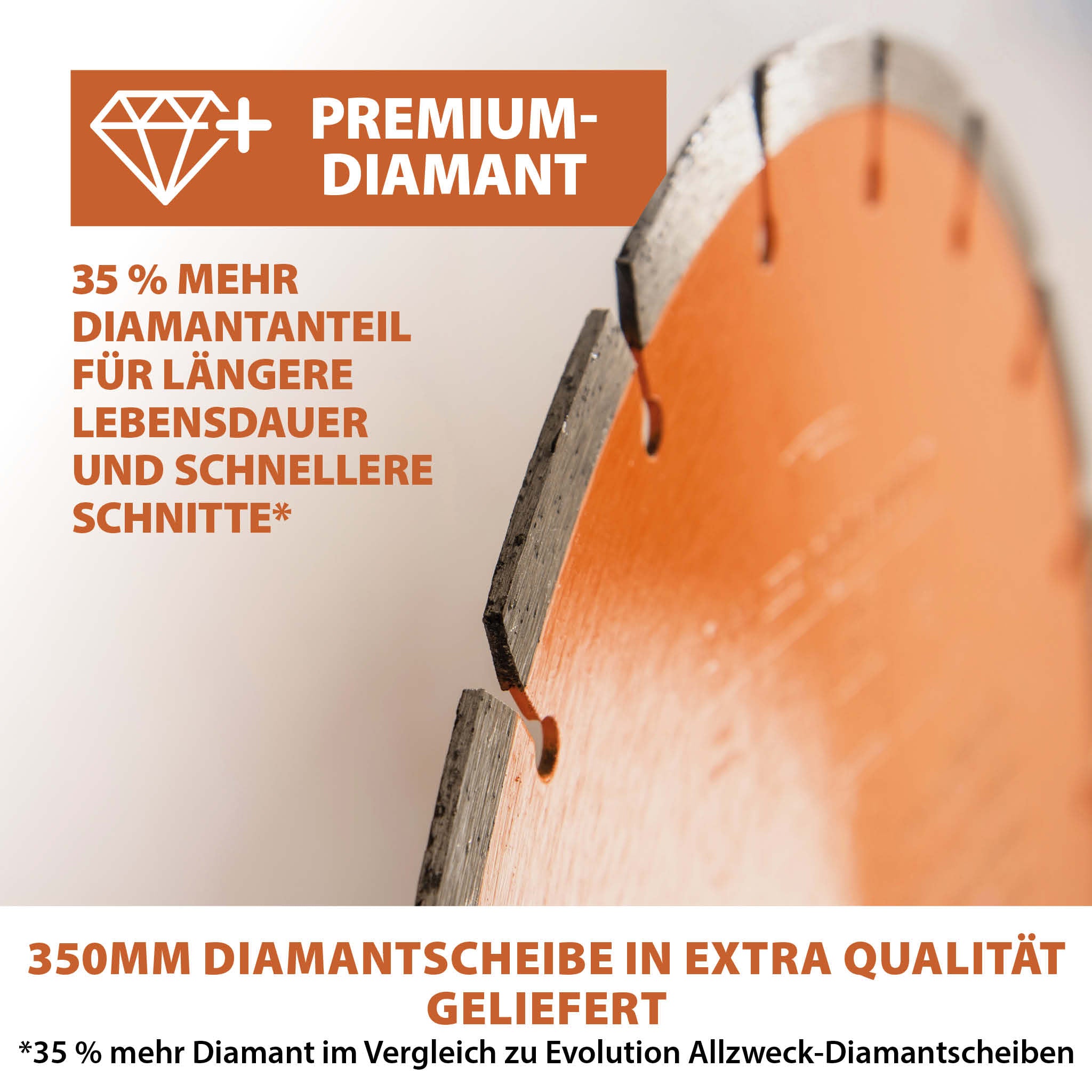 Evolution R350DCT 350mm Elektrische Diamant-Trennschleifer mit Diamantblatt und Wasserstaubunterdrückung