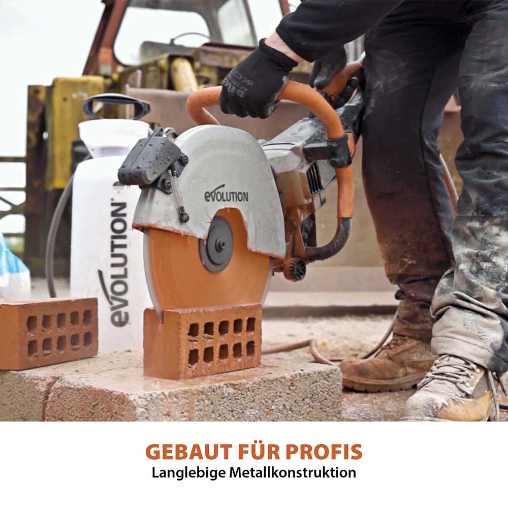 Evolution R350DCT 350mm Elektrische Diamant-Trennschleifer mit Diamantblatt und Wasserstaubunterdrückung