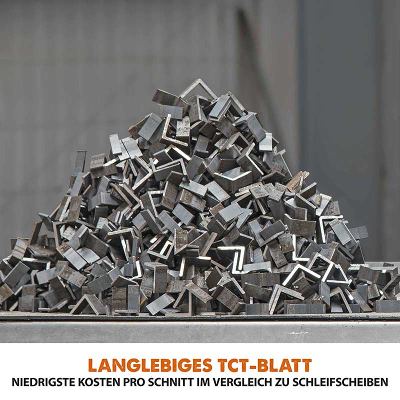 Evolution R355CPS 355mm Kaltkreissäge mit TCT-Multi-Material-Sägeblatt und Universal-Kappsägeständer