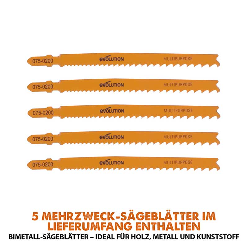 Evolution kabellose R90JGS-Li Stichsäge 18V-Li-Ion EXT mit Akku und Ladegerät inklusive Multi-Material-Sägeblätter