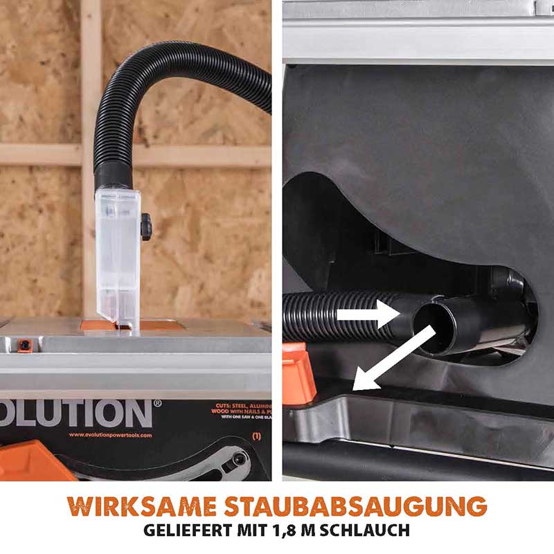 Evolution RAGE5-S 255mm 230V Tischsäge mit TCT-Multi-Material-Sägeblatt