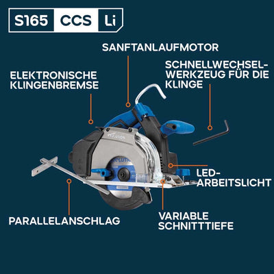 Evolution S165CCS-Li 185mm Akku Handkreissäge  für Metall mit TCT-Mildstahl-Sägeblatt