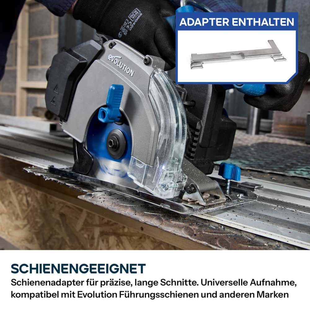Evolution S165CCS-Li 185mm Akku Handkreissäge  für Metall mit TCT-Mildstahl-Sägeblatt
