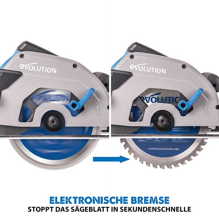 Evolution S185CCSL 185mm Handkreissäge mit TCT-Mildstahl-Sägeblatt